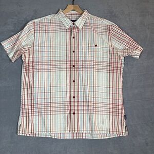 Patagonia Mens‎ Shirt Size XL Red Plaid Seersucker Puckerwear Button Up Camp